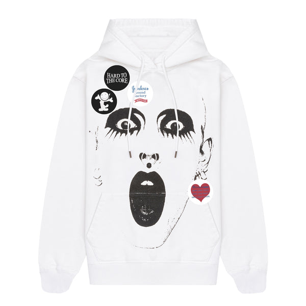 Midnight Rave Face Hoodie - White