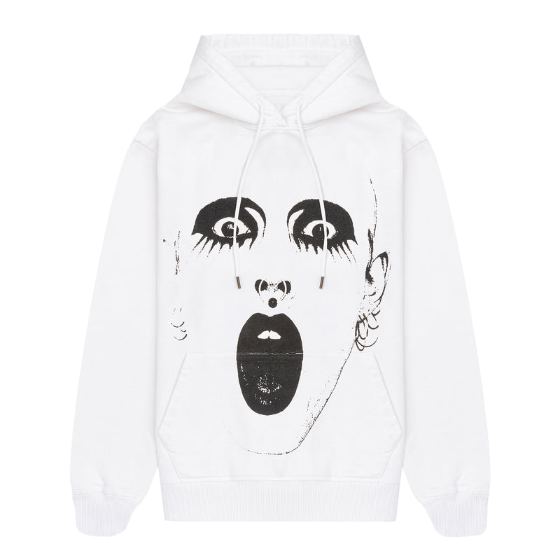 Midnight Rave Face Hoodie - White